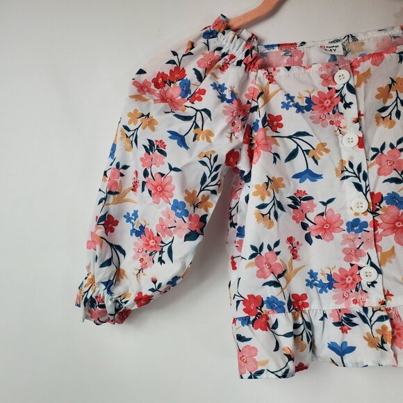 PatPat Wht Floral Long Ruffled Slv & Bottom Adorable Girls Sz 3-4Y Blouse - Picture 3 of 10